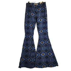 NWT Rock & Roll Denim Bargain Button Bell Jeans 28x34 Blue Aztec High Rise NEW